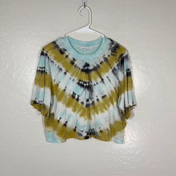 Young Fabulous and Broke T Shirt Top Womens Medium Boxy Crop Tie Dye Crew Hippie - Picture 1 of 5